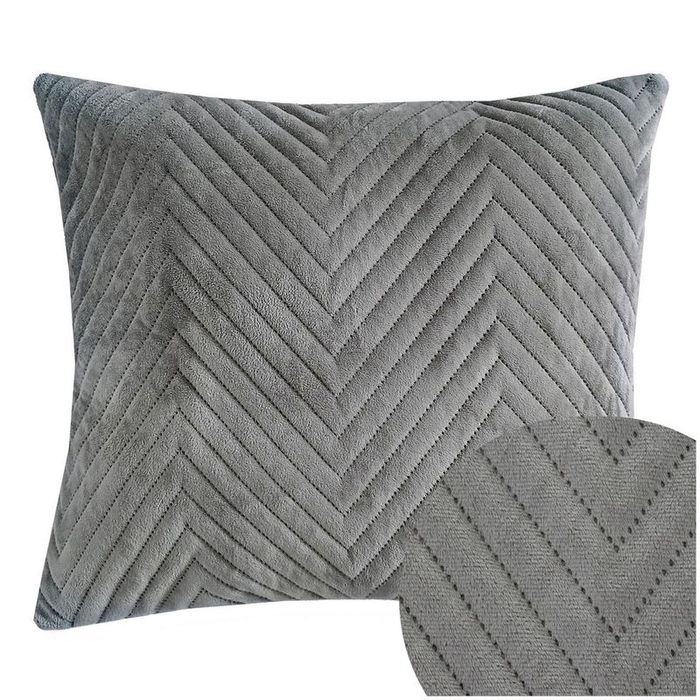 Poszewka na poduszę 50x60 Welurowa velvet pluszowa Jodełka Caden Szara