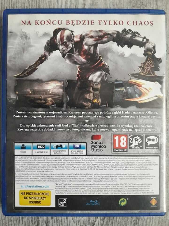 Gra God of War 3 III Remastered Polska Wersja PS5/PS4 Playstation
