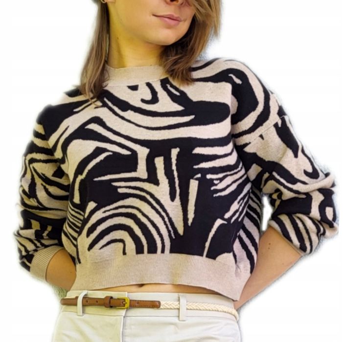 Śliczna Bluzka Włoska sweter w Panterkę na jesień i zimę OVERSIZE