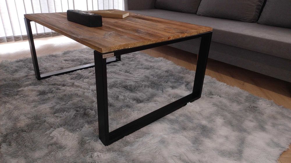 Stolik kawowy loft – stare drewno + stal, transport gratis