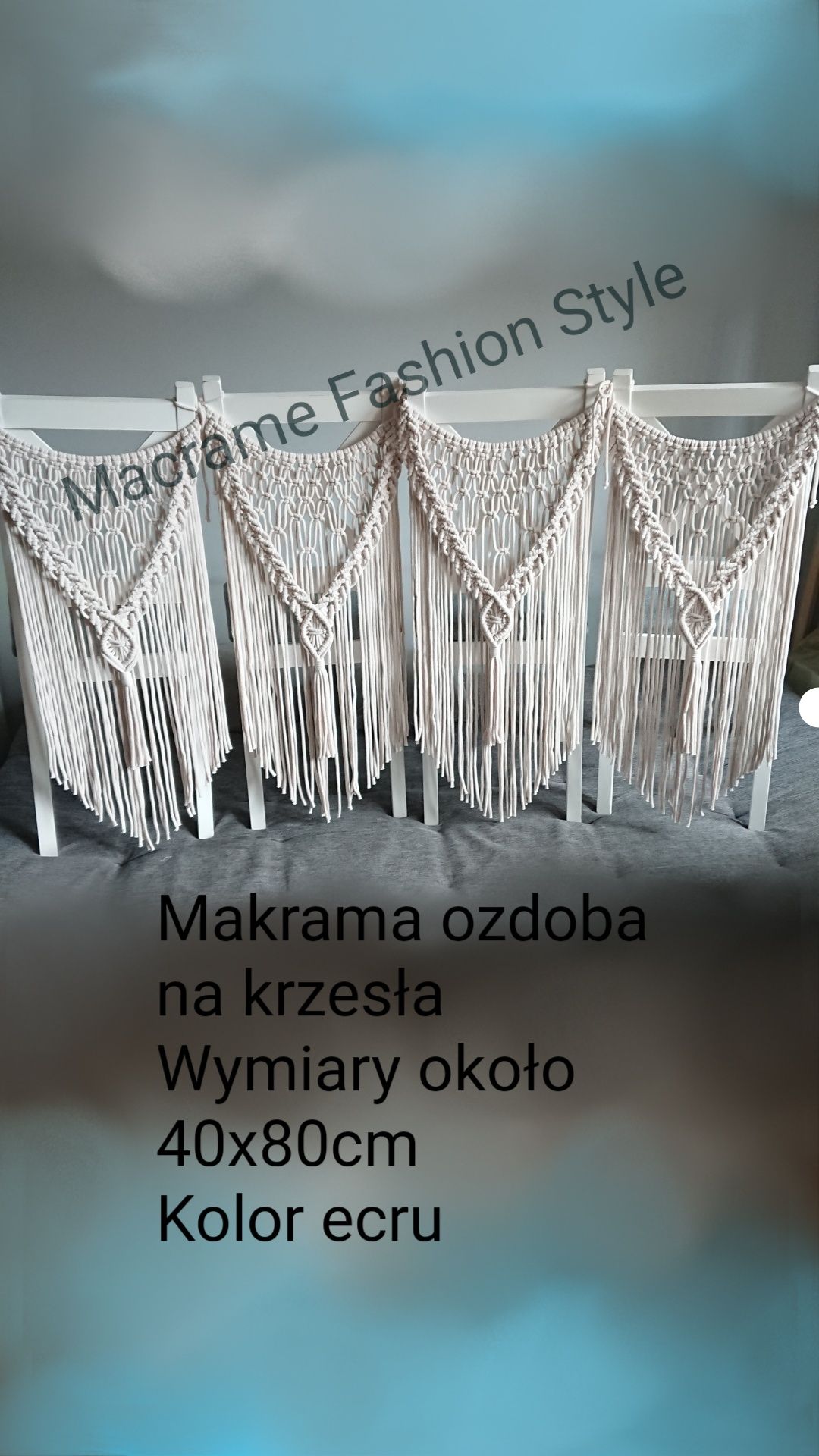 Makrama na krzesła krzesełka pokrowiec