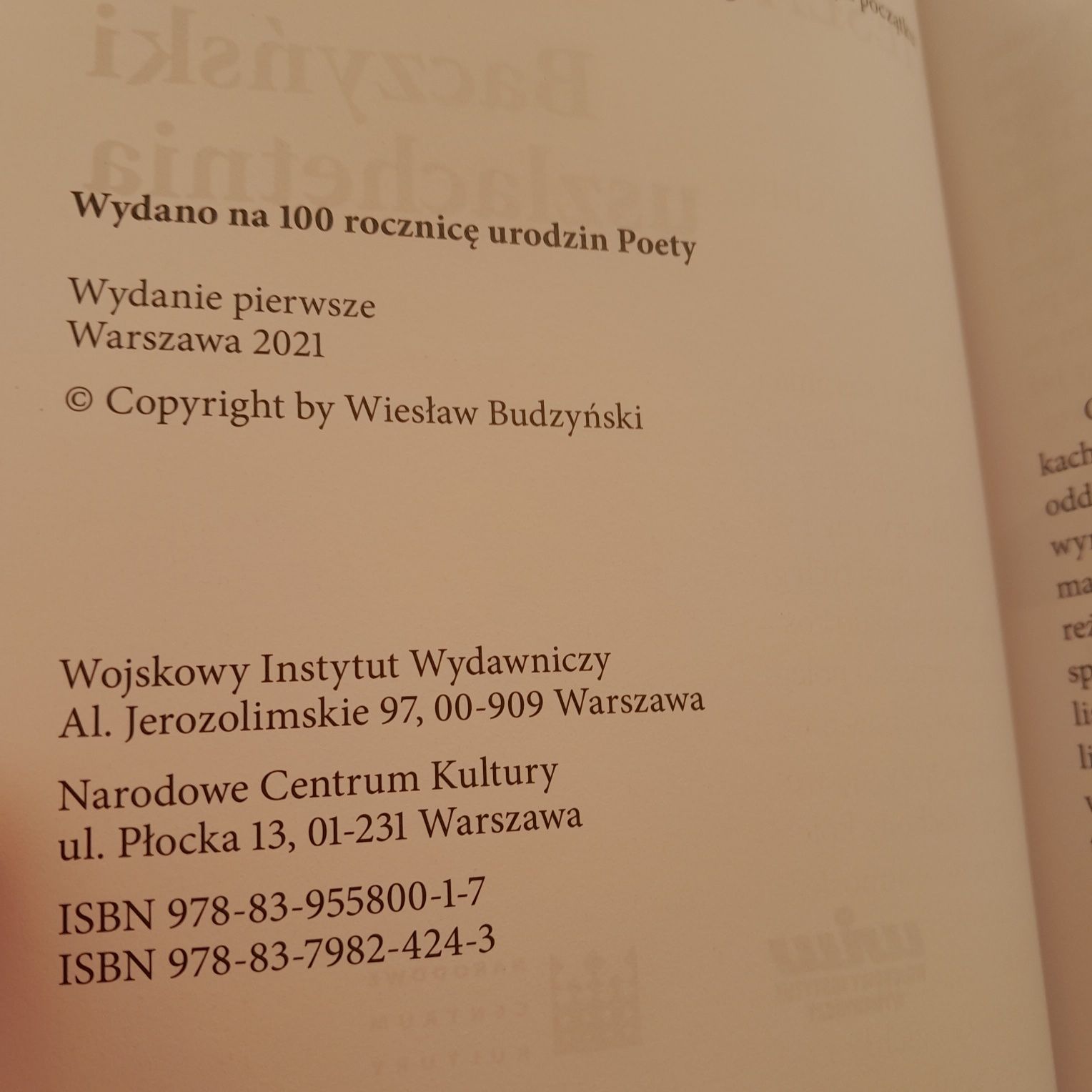 Książka Baczyński uszlachetnia W. Budzyński  nowa twarda