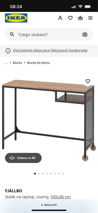 Biurko FJALLBO Ikea w stylu loftowym tez jako konsola