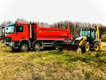 Usługi koparko-ładowarką-transport materiałów sypkich