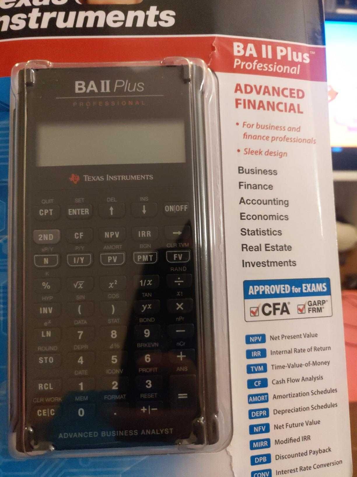 Калькулятор BA II Plus Professional Pro для екзаменів  CFA, GARP, CMA