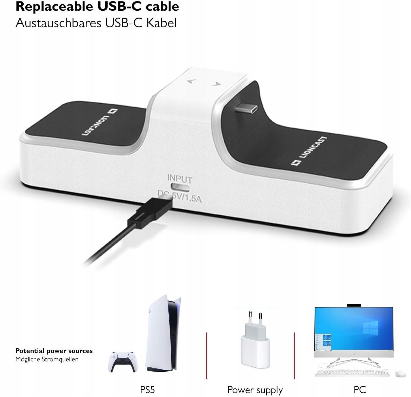 lioncast ładowarka do padów ps5 quickcharge