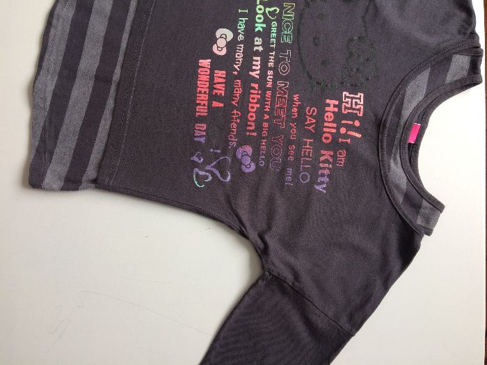 H&M Hello Kitty dwuczęściowa bluzka paski szara r. 146 - 152 cm różowa