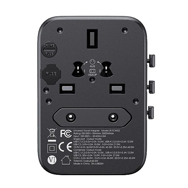 Adapter podróżny Joyroom JR-TCW02/65W uniwersalny EU / US / JP / AU /