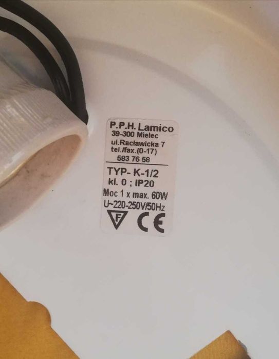 Kinkiet ścienny połówka plafon K-1/2 olcha 60W