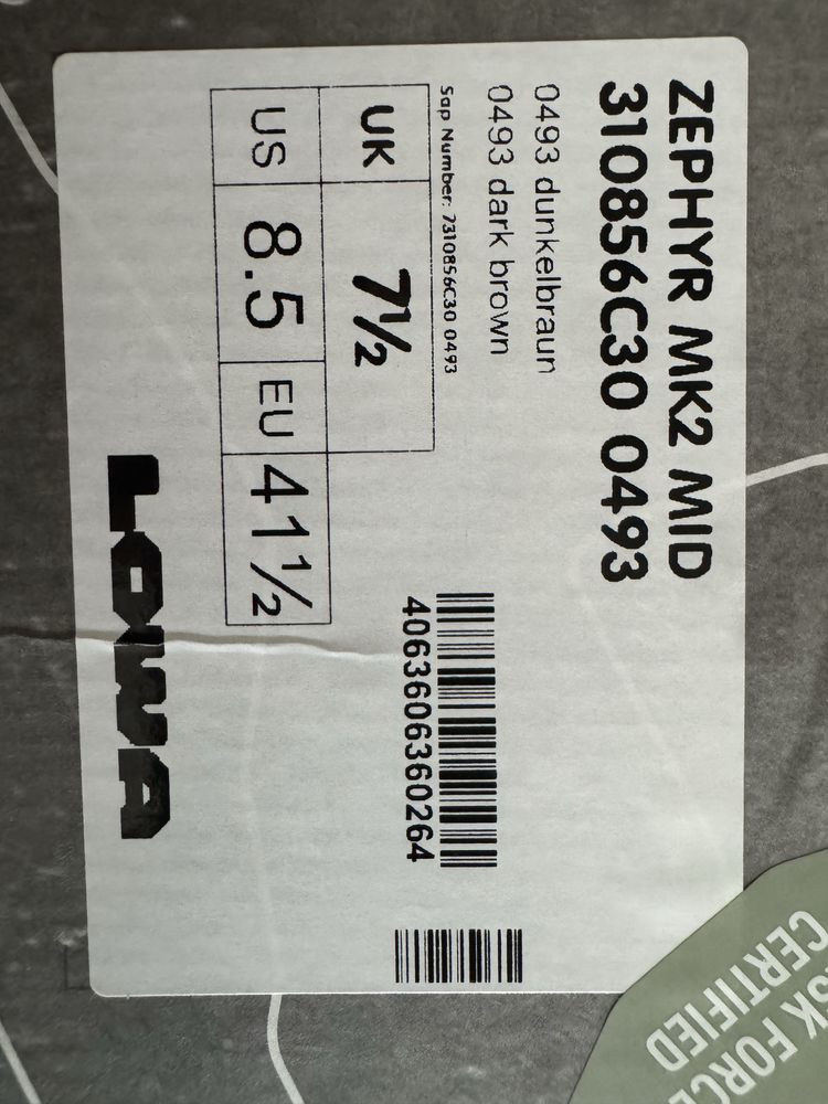 Lowa ZEPHYR MK2 mid dark brown  41 1/2