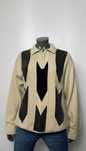 Vintage retro męski sweter wełniany z zamkiem i kołnierzykiem L/XL
