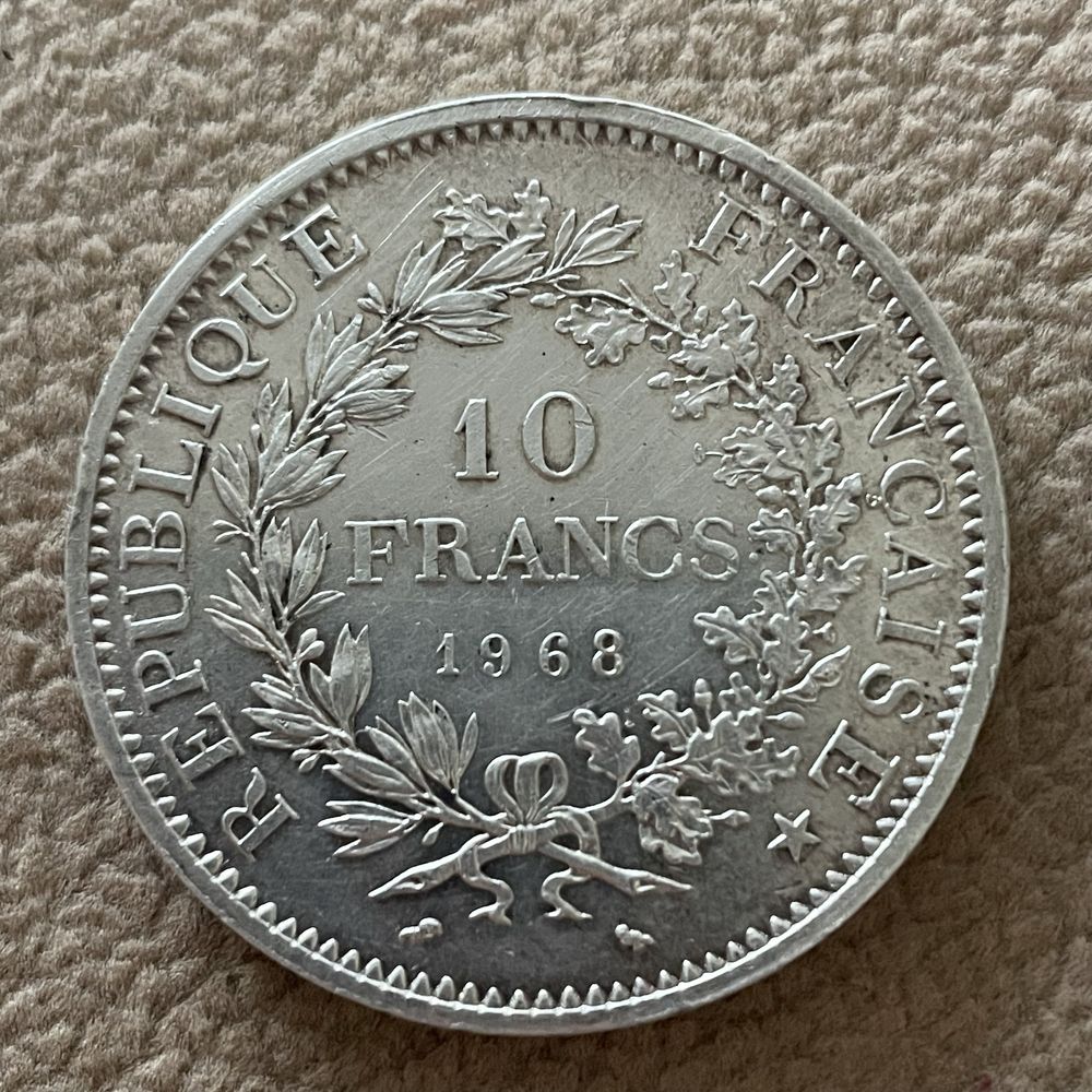 Moneta srebrna 10 franków z 1968