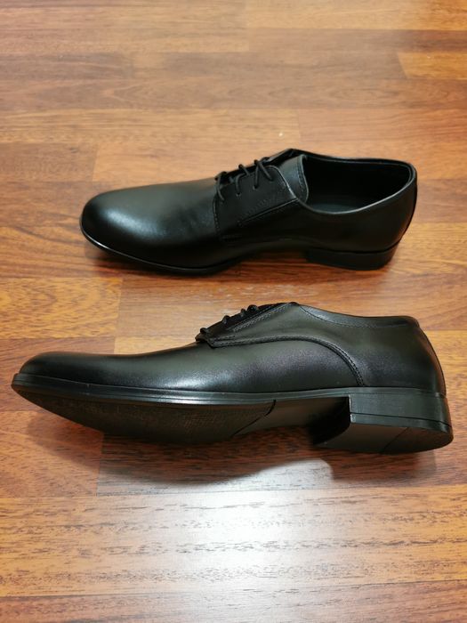 Eleganckie Wizytowe Skórzane Półbuty Męskie M 100 Czarne Tęgie