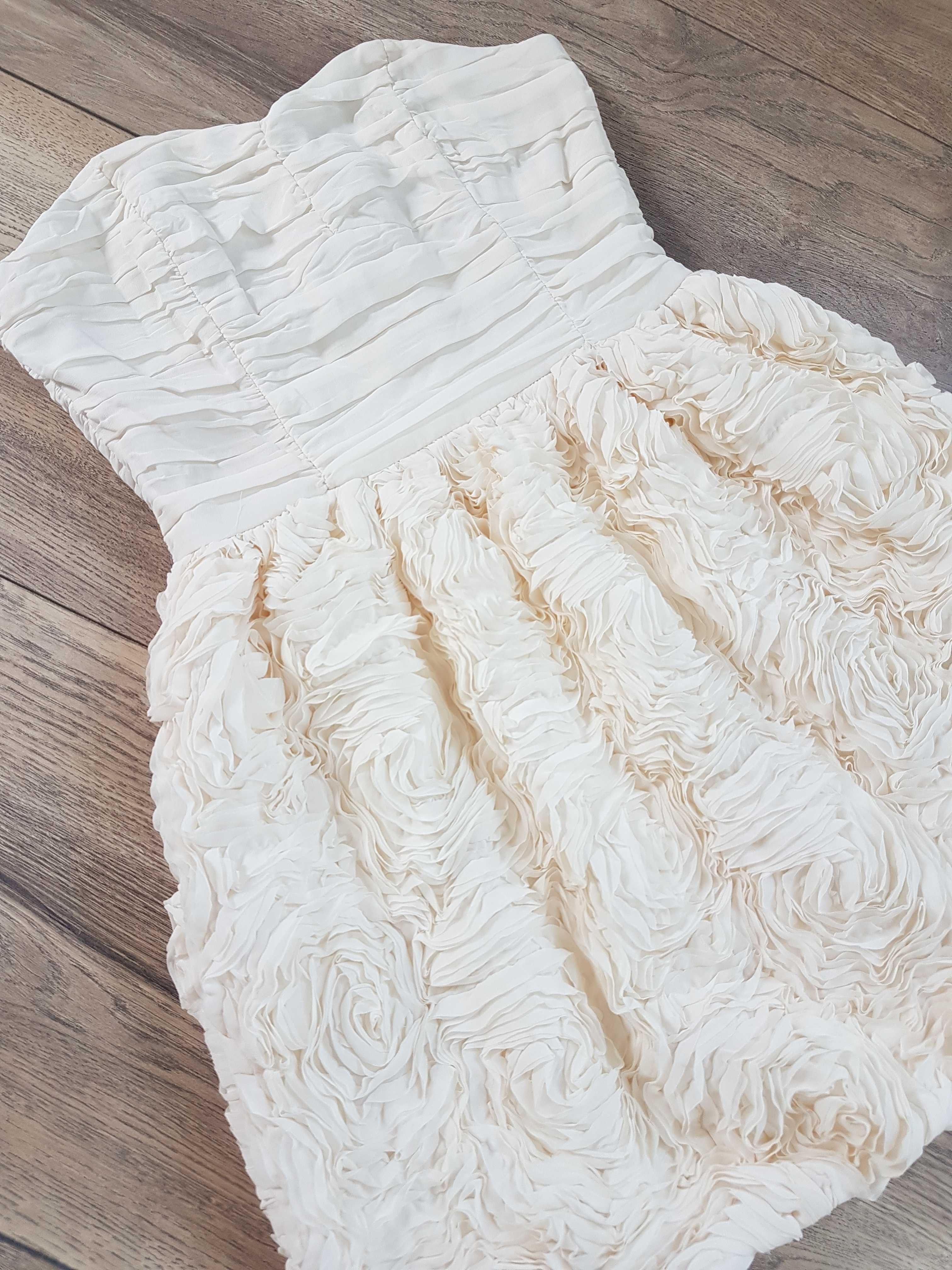 Sukienka H&M Garden Róże Gorsetowa Ecru Wesele dress