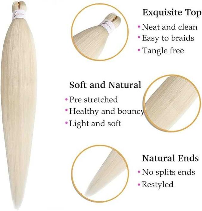 Proste włosy do warkocza 66 cm blond