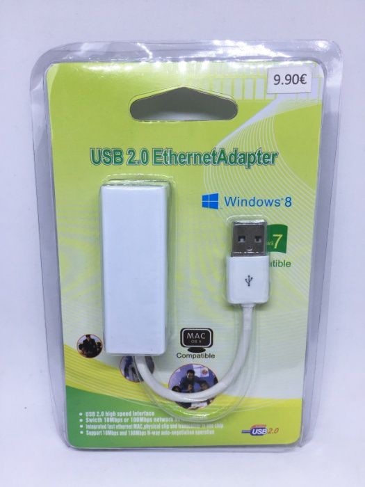 Adaptador USB para rede Ethernet (RJ45) para MacBook / PC - NOVO