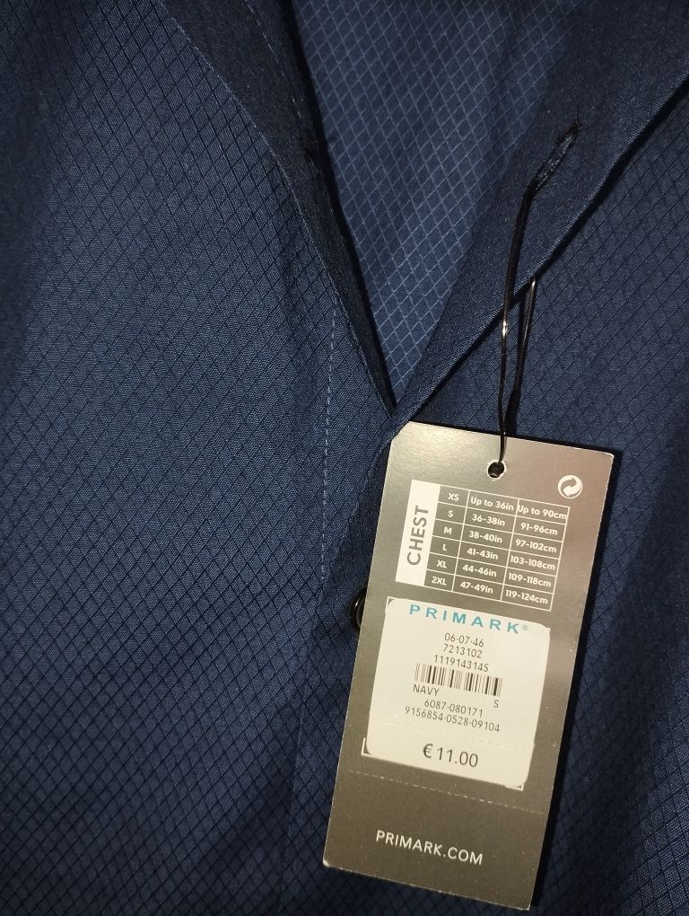 Nowa Koszula Męska Primark Slim Fit / Rozmiar S / 100% Bawełna