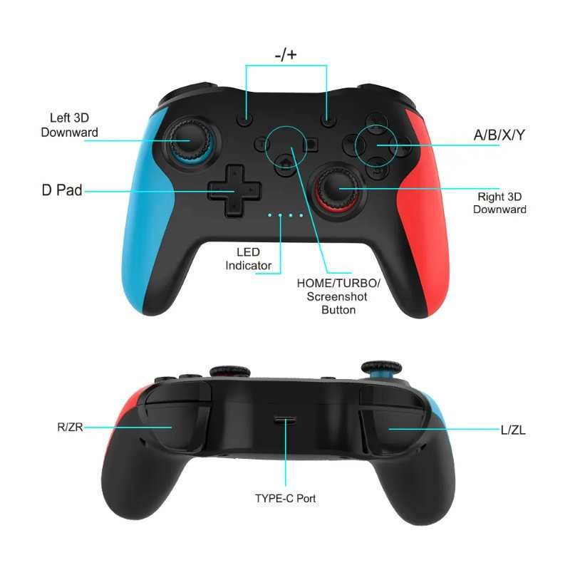 Kontroler Bezprzewodowy 2.4G/BT - Idealny Pad do Switch, PS3, PS4 i PC