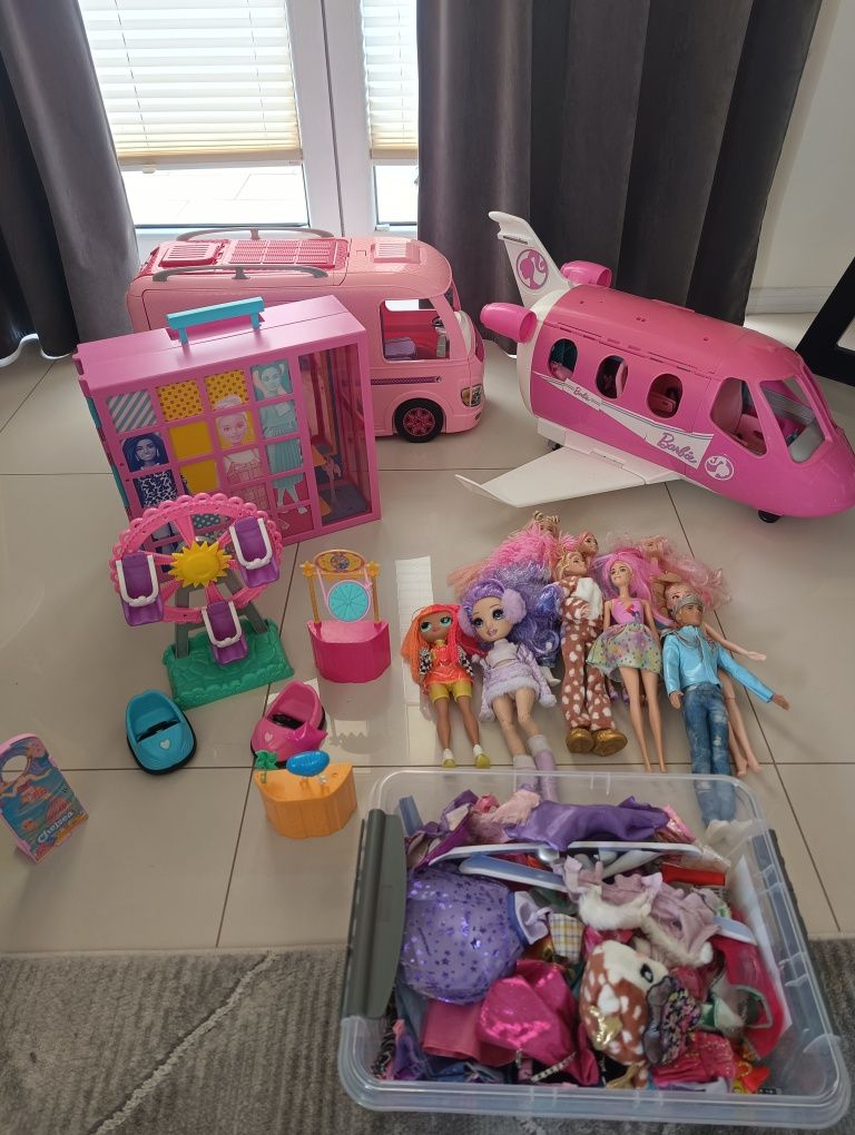 Kamper barbie Samolot barbie Szafa barbie Akcesoria barbie Lalka Barbi