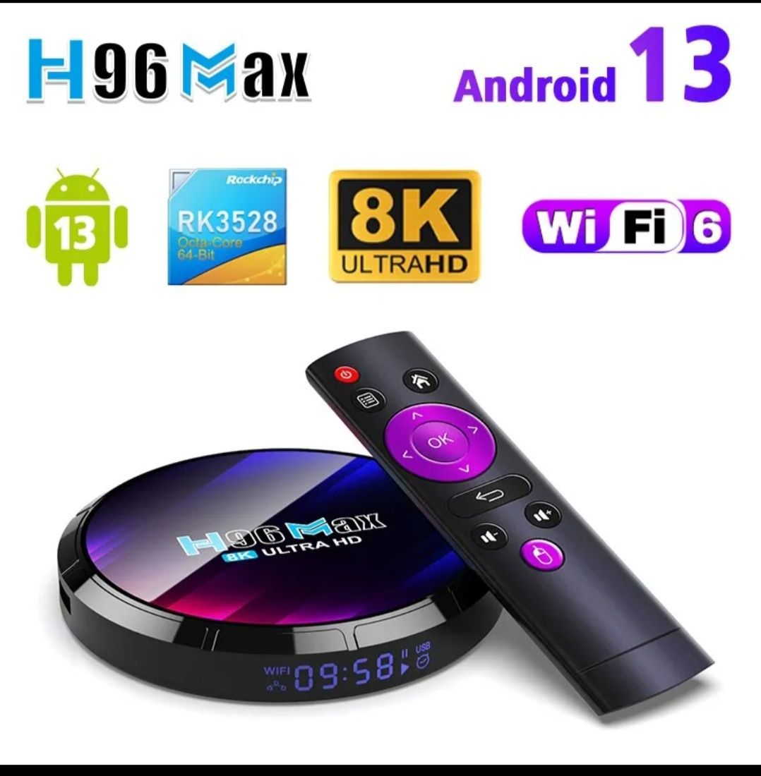 4/64Gb Смарт ТВ приставка Н96 MAX RK3528 с Android 13