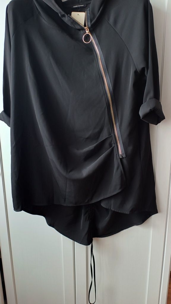 Cienka kurtka na zamek asymetryczna 4XL