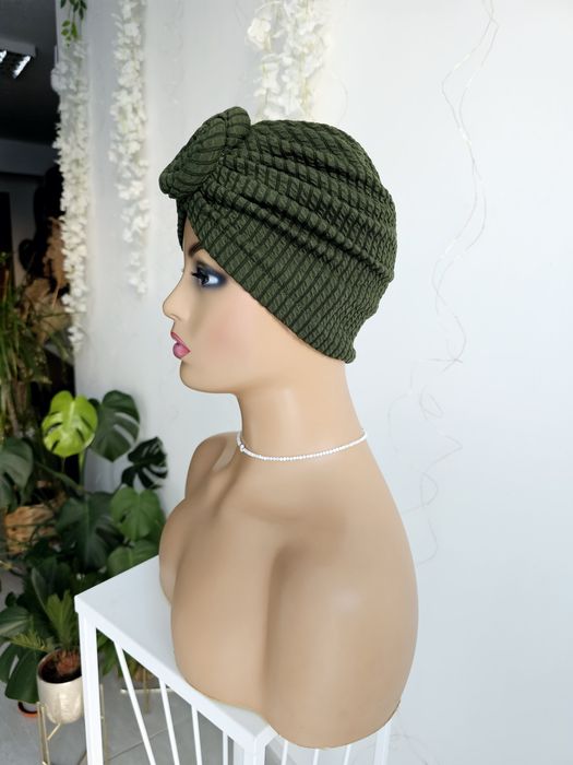 Turban czepek Iga zielony nakrycie głowy podczas leczenia czapka