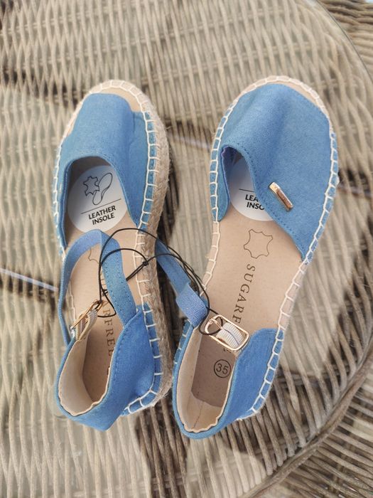 Nowe espadryle, sandały dziewczęce rozm. 35, materiał, wkładka skóra