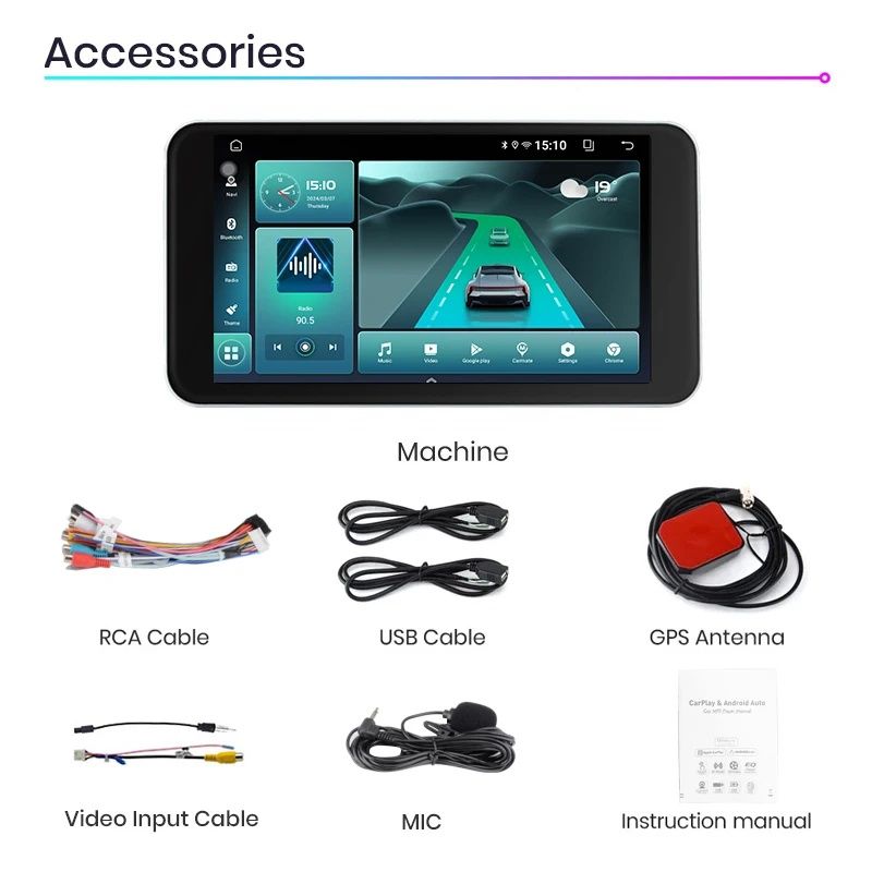 Rádio Android 1din 10" Rotativo 2/32GB com carplay GPS WiFi NOVO