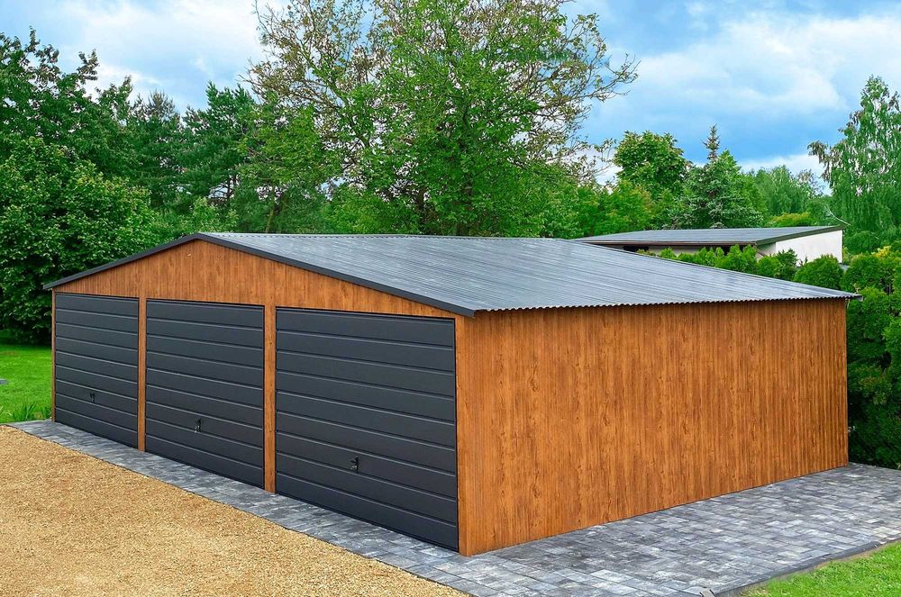 Garaż blaszany 9x5 Garaże Blaszane Blaszak drewnopodobny Montaż Gratis