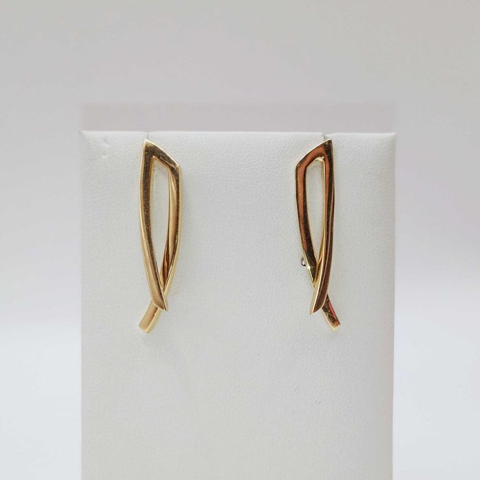 Złote kolczyki - długie złote pasy pr. 585, 4,25g.