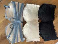 komplet nowych 3 koronkowych biustonoszy bralette