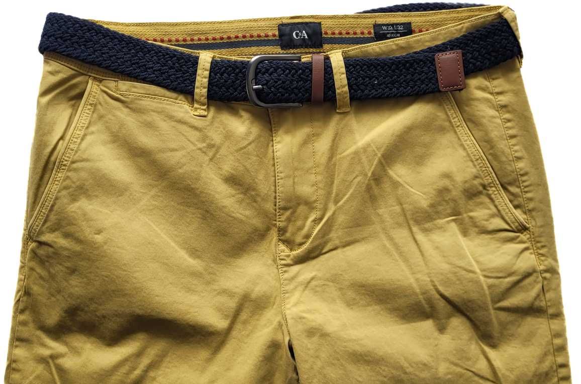 Musztardowe spodnie męskie, regular W32 L32.