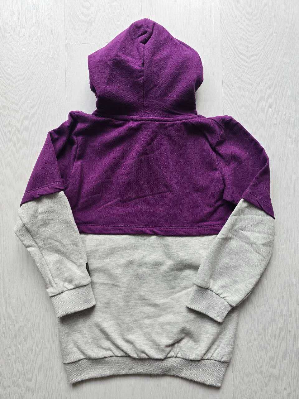 Hoodie Bo&Bo 110 cm, 95% bawełna, dziecięca szary fioletowy kot