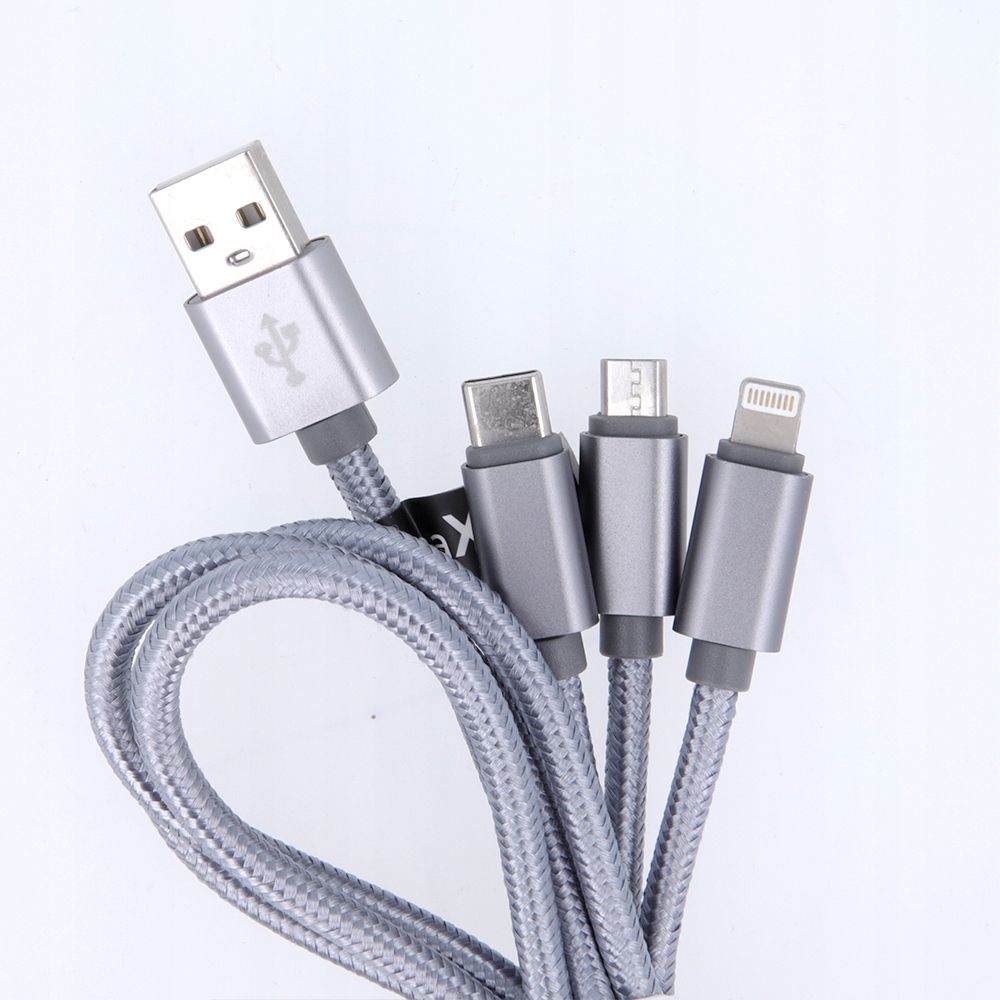 Szybki Kabel 3W1 Lightning / Micro Usb / Typ-C