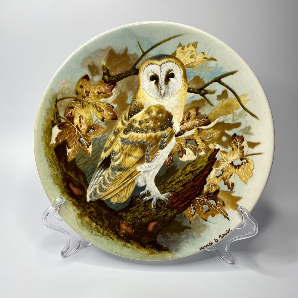 Porcelanowy talerz dekoracyjny sowa Płomykówka Coalport vintage