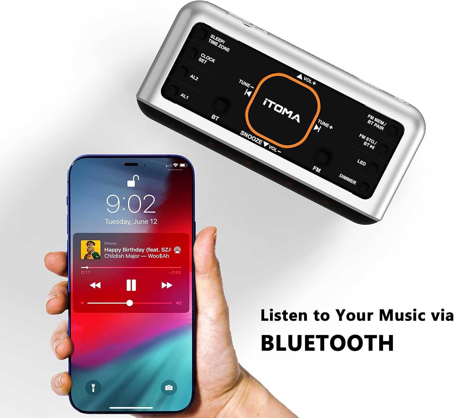 iToma Cks 208 radio budzik zegar bluetooth