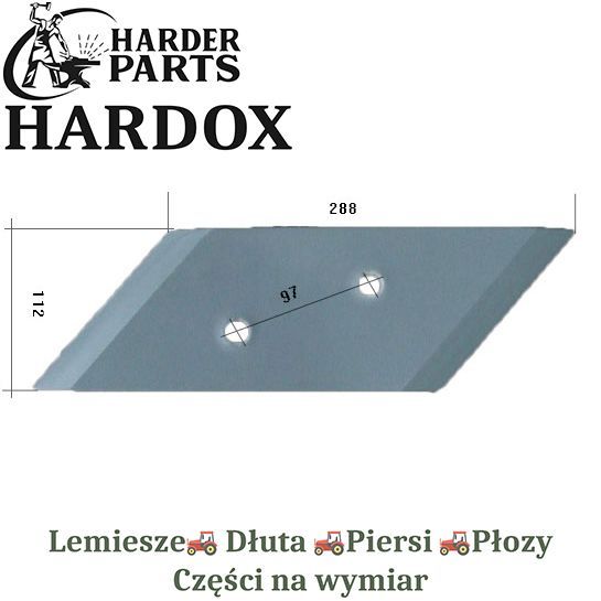 Dłuto Pottinger HARDOX 9251.30111 części do pługa 2Xlepsze niż Borowe