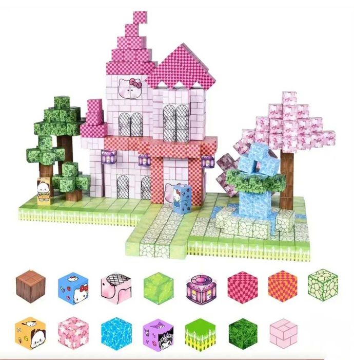 Магнітний конструктор Майнкрафт 100 кубиків minecraft Ліс Замок Сад