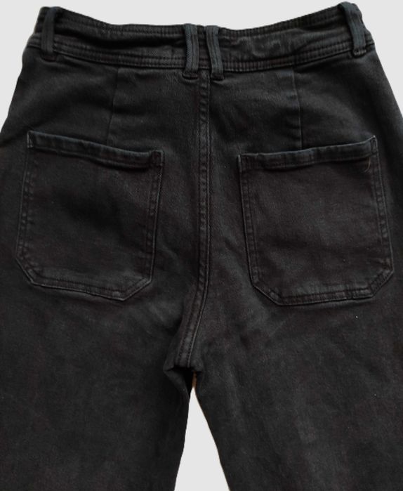 spodnie jeasnowe wysoki stan szeroka nogawka ciemnoszare r. 34/36