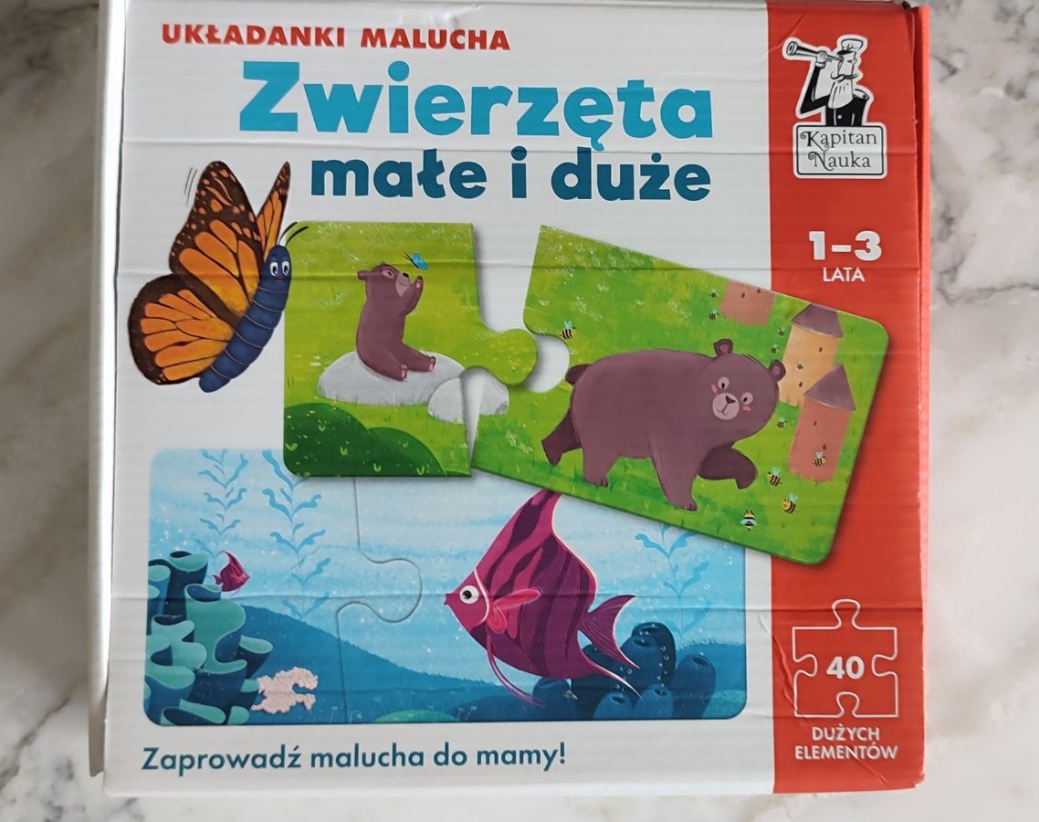 Kapitan Nauka. Zwierzęta małe i duże. Układanki malucha