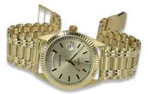 Złoty zegarek z bransoletą męski 14k włoski Geneve mw013ydy&mbw006yB