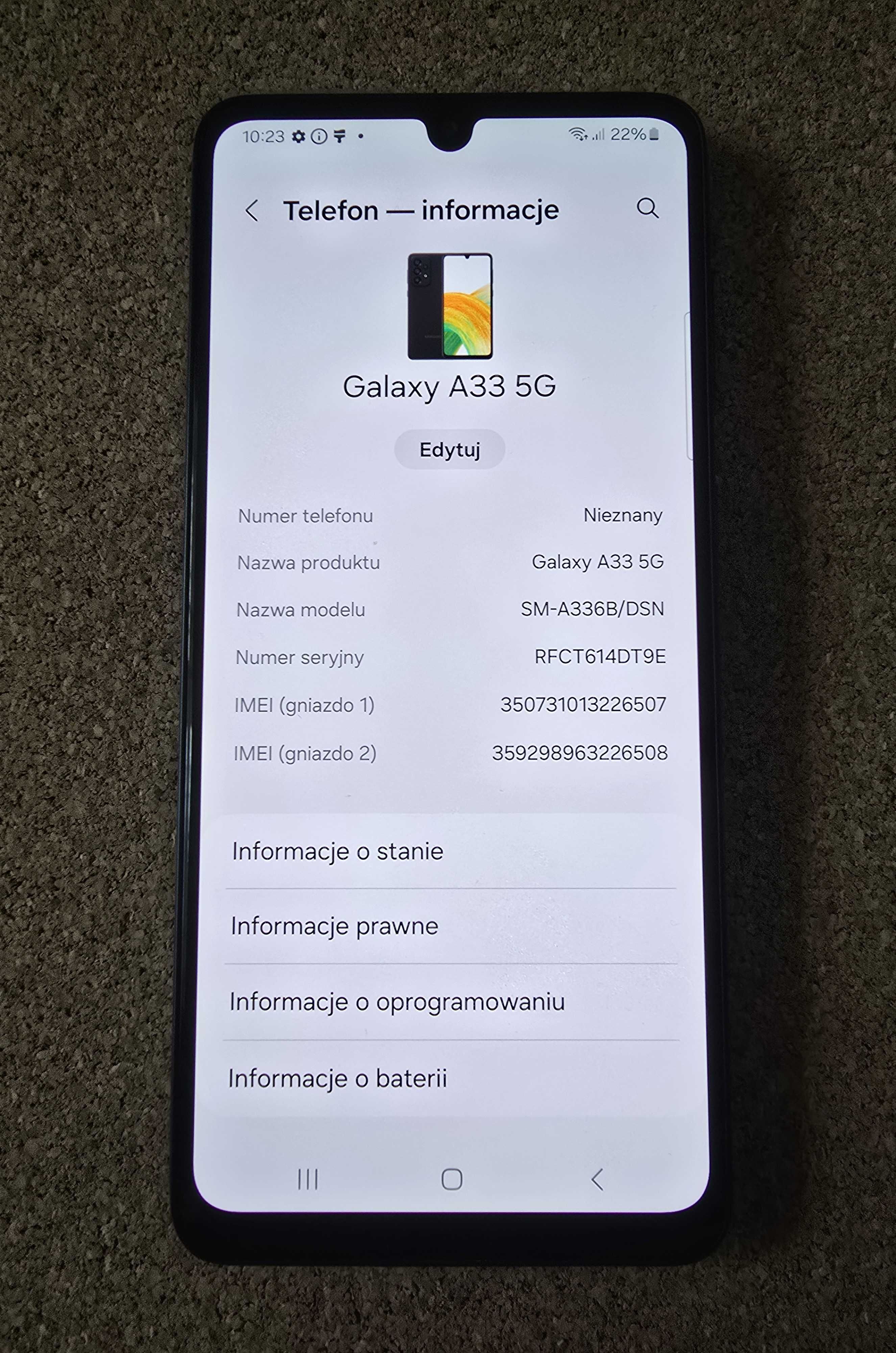 Samsung Galaxy A33 5G SM-A336 B/DS 6GB/128GB Jak Nowy Folia Bez Blokad