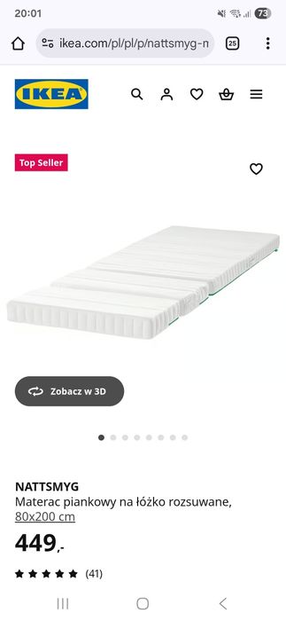 Materac Ikea NATTSMYG 80x200cm