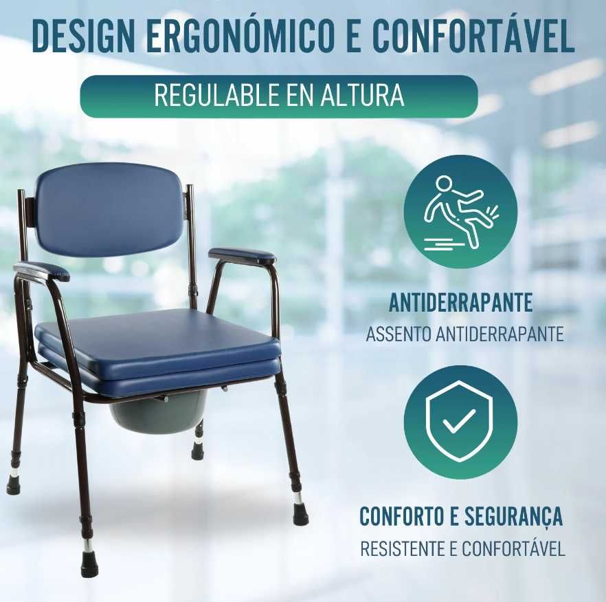 Cadeira de Banho Acolchoada com Sanita Portátil