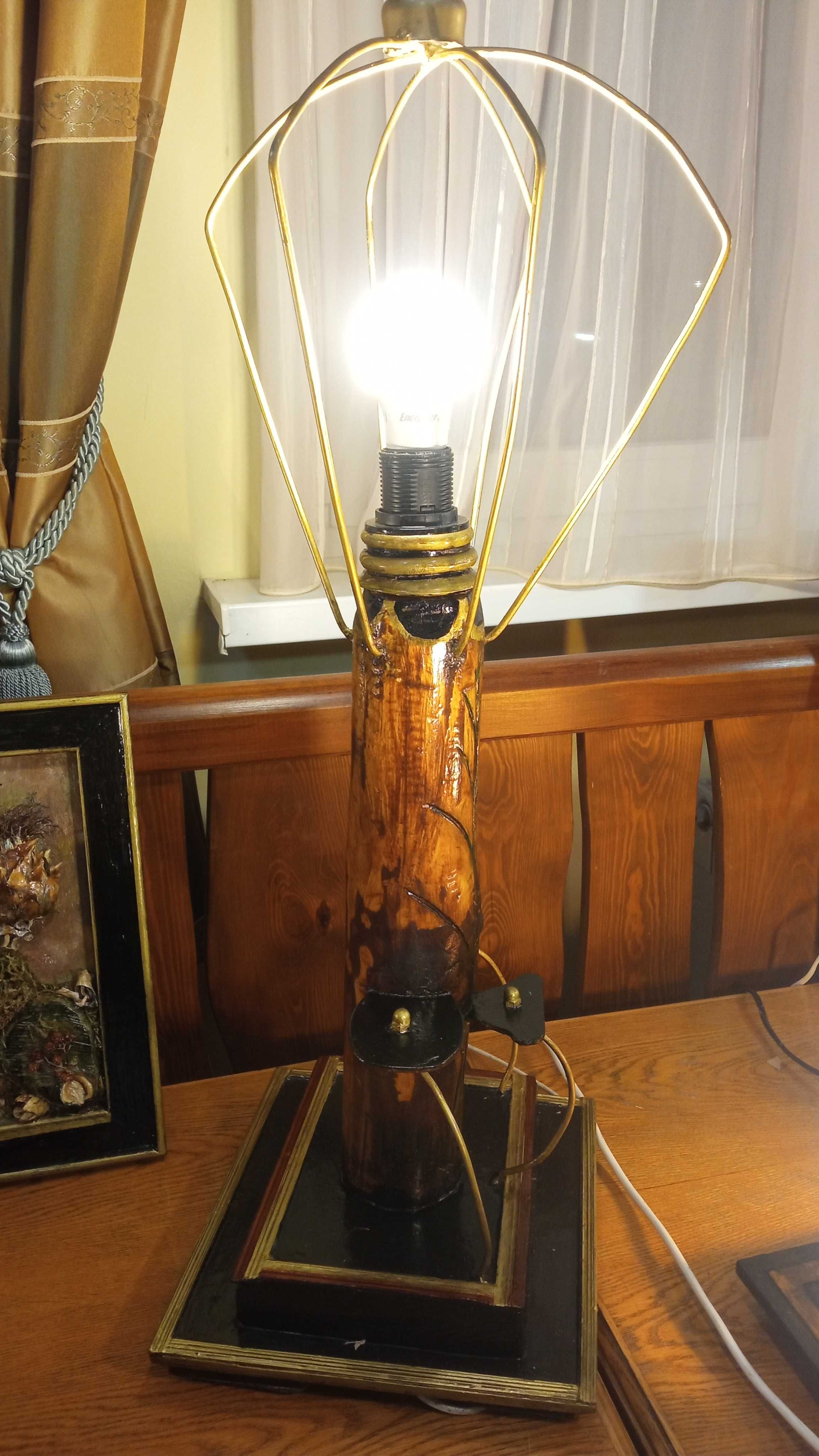 Lampa drewniana rustykalna, hand-made, naturalna