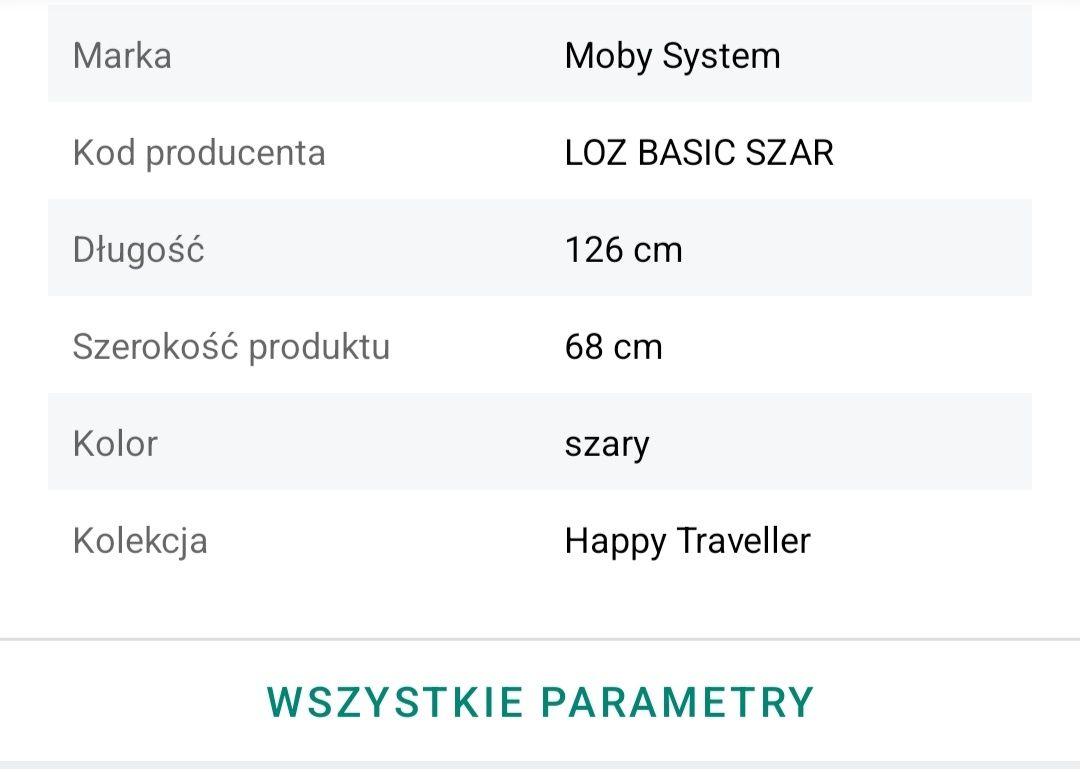 Łóżeczko turystyczne mobby system grey