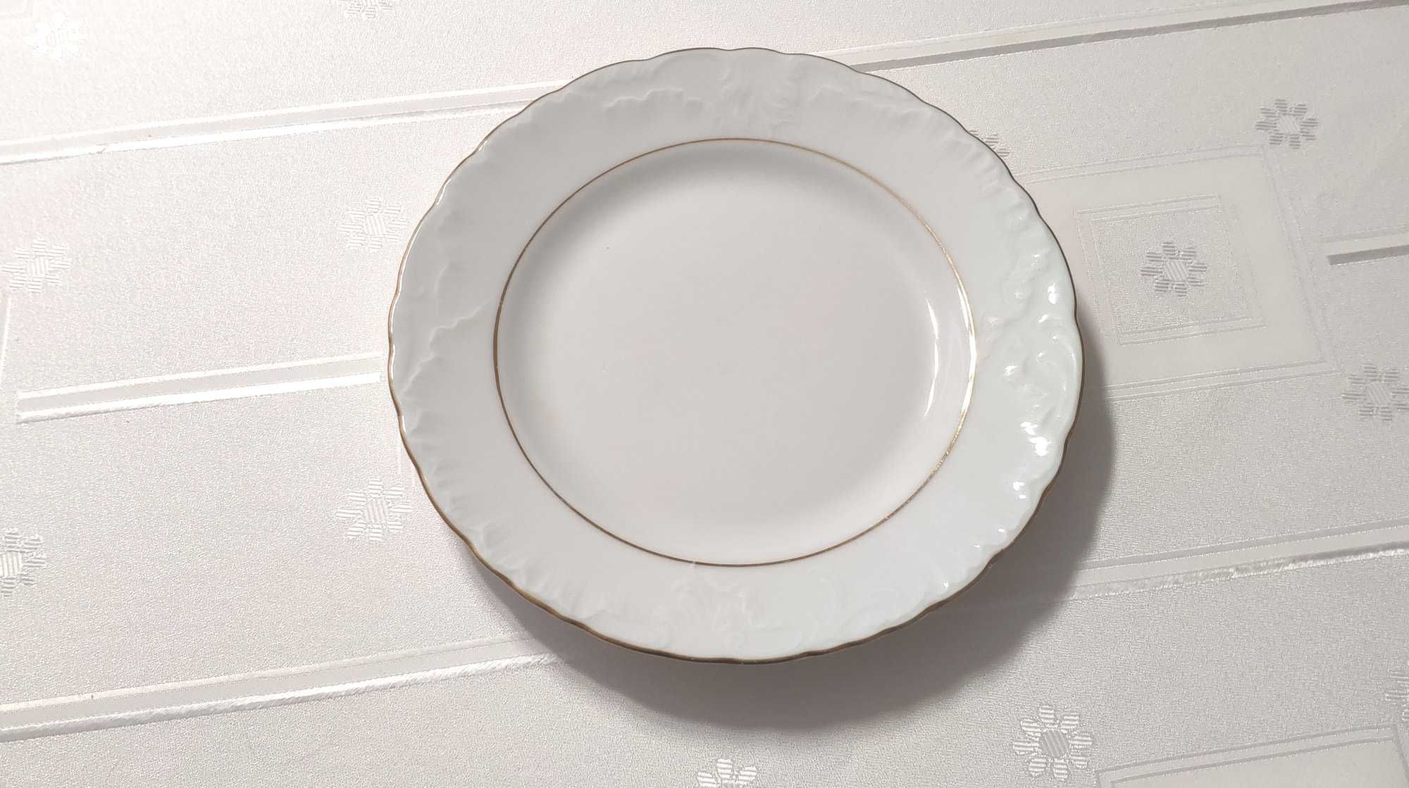 Talerz płytki deserowy 18,5 cm Rococo Złota Linia Ćmielów