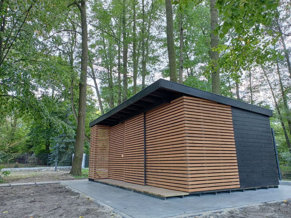 Nowoczesny domek ogrodowy 5,8x3,6 drewutnia, altana, szopa, schowek