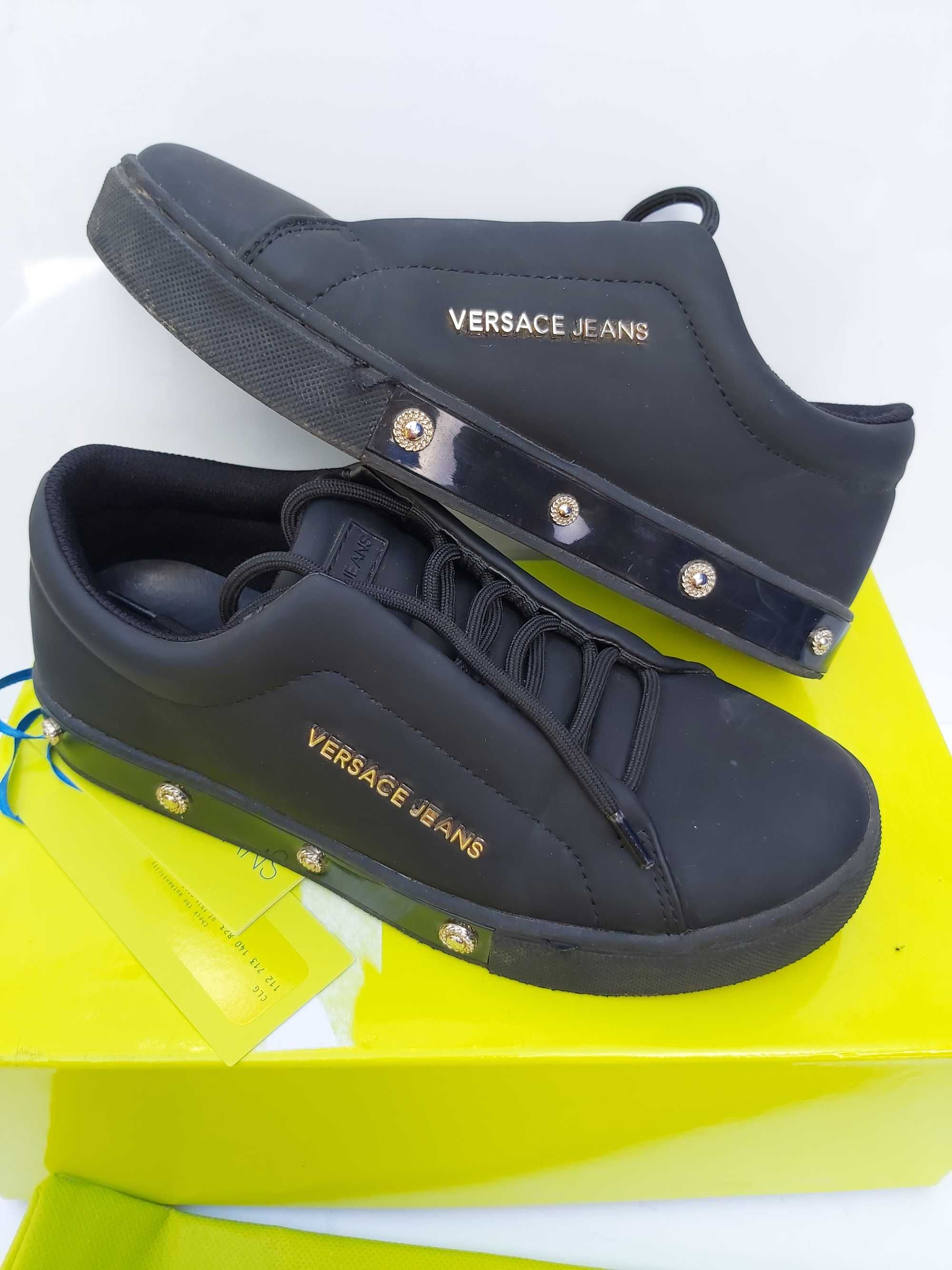 Sneakersy VERSACE czarne biżuteryjne trampki tenisówki 36