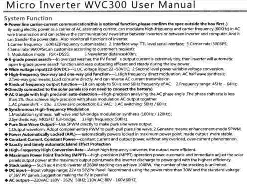 Inwerter mikro inverter strownik cyfrowy solarny WVC-300 falowniki